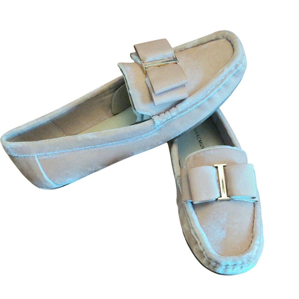 Isaac Mizrahi Live! Velvet Moccasins with Grosgrain Bow Rose Blush 6 1/5 M New